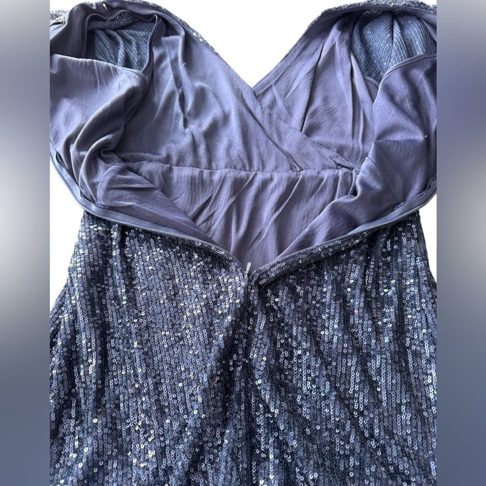 Lulus Navy Sequin Weekender Mini Dress Faux Wrap Women’s Size Small - Picture 13 of 14